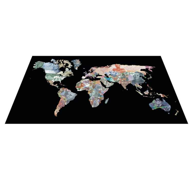 Global Currency Map world map vinyl rug - TenStickers