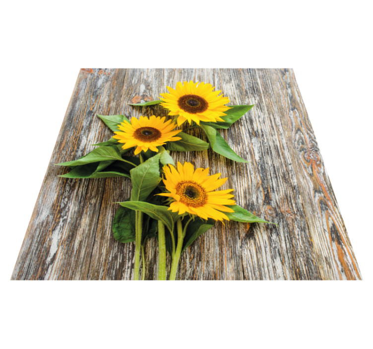 Sunflower Arrangement wood vinyl rug - TenStickers