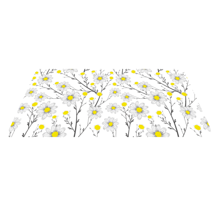 Yellow Floral Pattern flower vinyl rug - TenStickers
