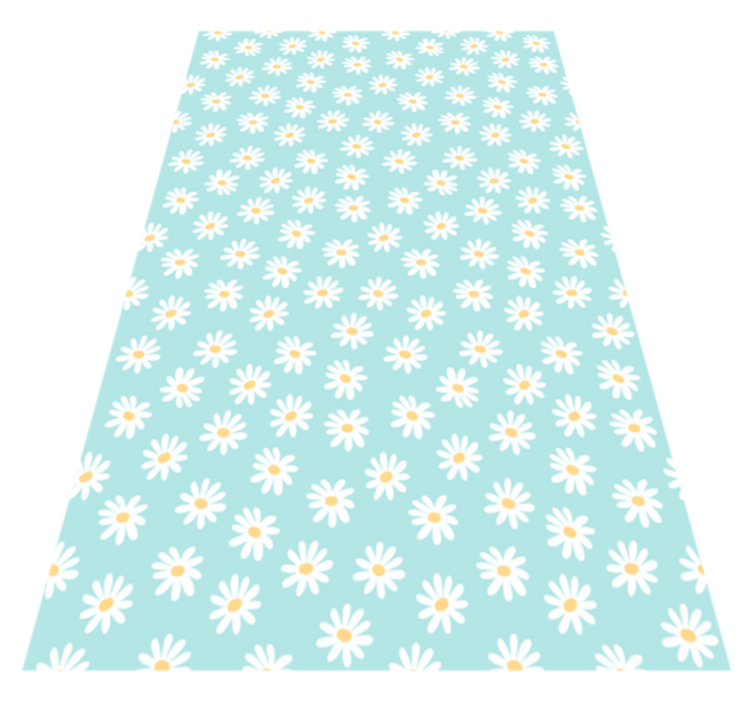 Daisy blue motif flower vinyl rug - TenStickers