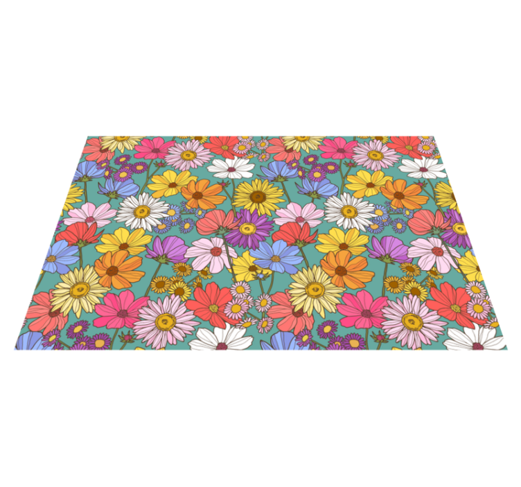 Bright colorful motif flower vinyl rug - TenStickers