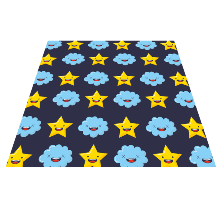 Cheerful Celestial Clouds star vinyl rug - TenStickers