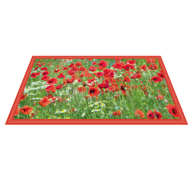 Realistic poppy field flower vinyl rug - TenStickers