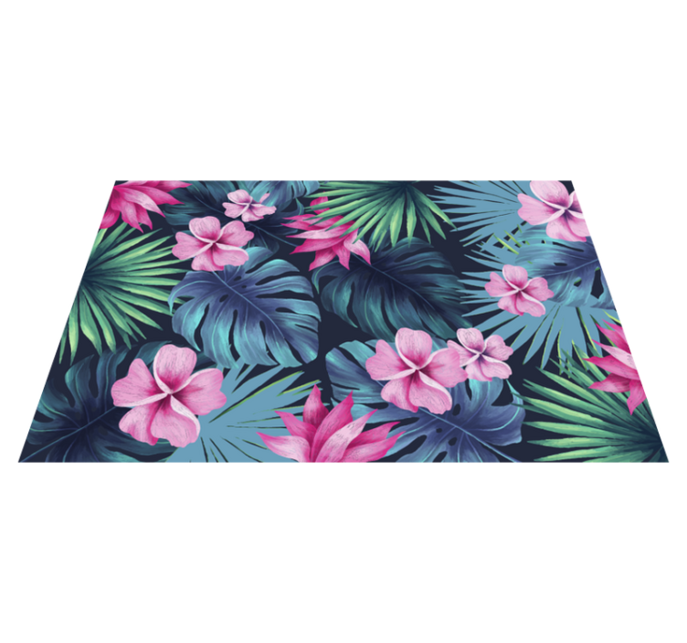 Tropical Floral Motif flower vinyl rug - TenStickers