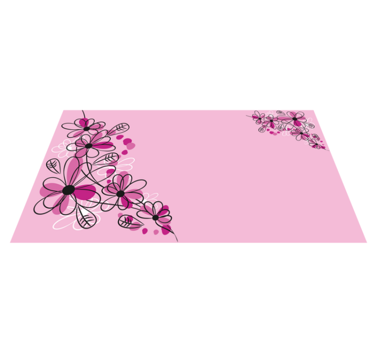 Floral Pink Charm flower vinyl rug - TenStickers