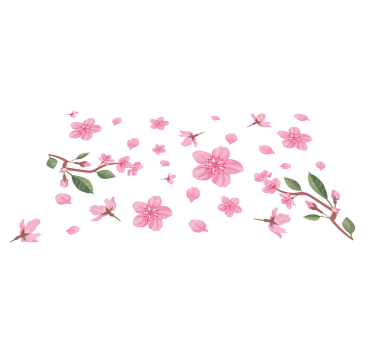 Pink Blossom Motif flower vinyl rug - TenStickers