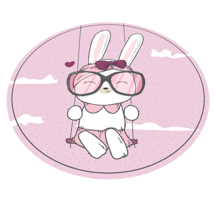 Cute Bunny Swinging kids vinyl rug - TenStickers