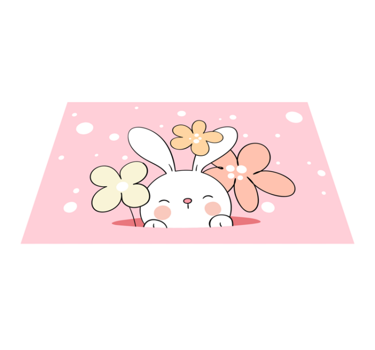 Rabbit on dotted background  animal rug - TenStickers
