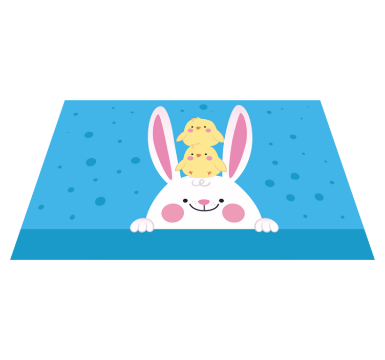Rabbit with chickens animal rug - TenStickers