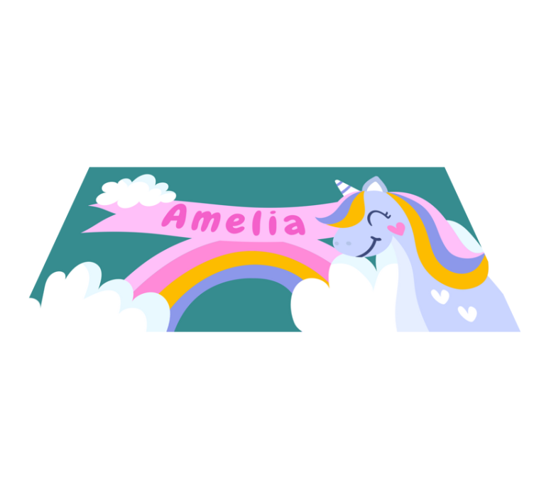 Rainbow unicorn costum vinyl rug - TenStickers