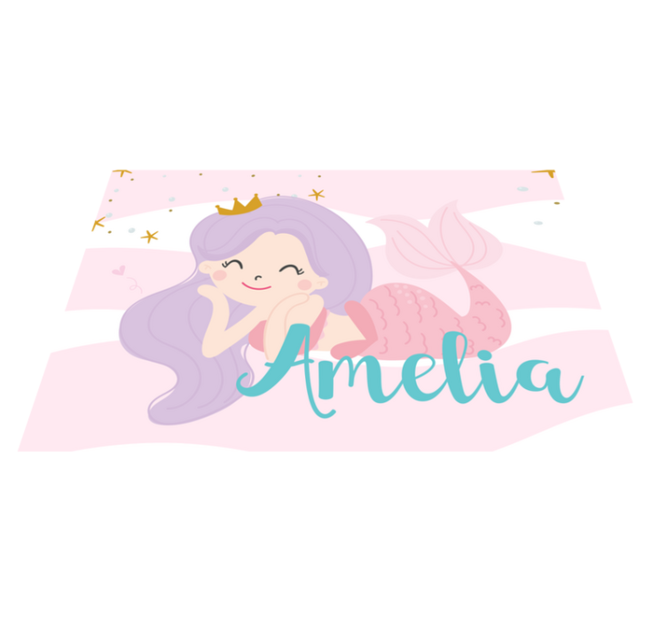 Mermaid princess  with name vinyl rug - TenStickers
