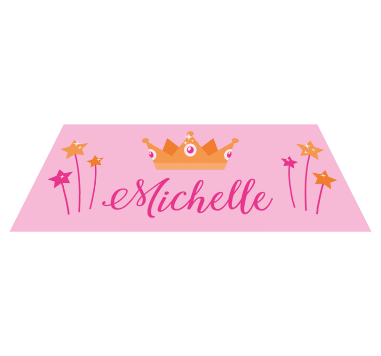 Wands and crown with name vinyl rug - TenStickers