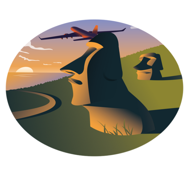 Easter Island Sunset circular vinyl rug - TenStickers