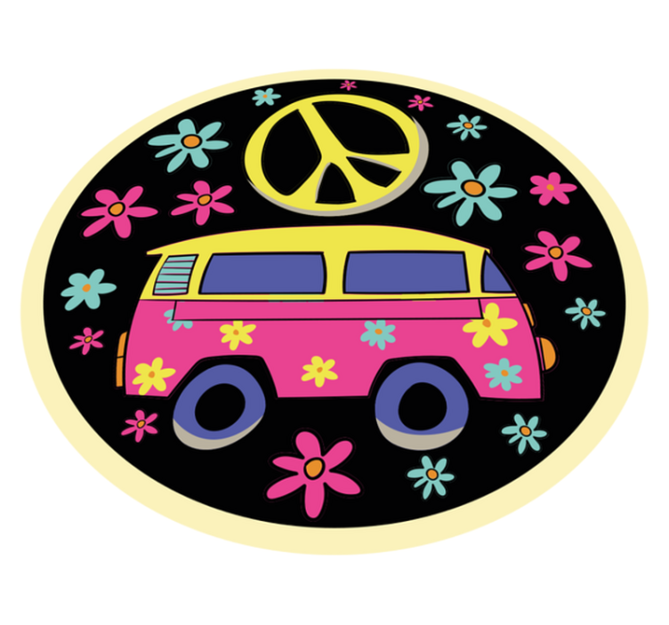 Flower Power Van vinyl rug - TenStickers