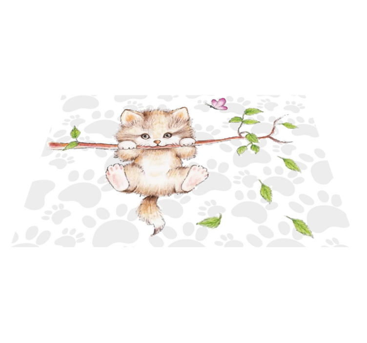 cat hanging on a tree bedroom rug - TenStickers