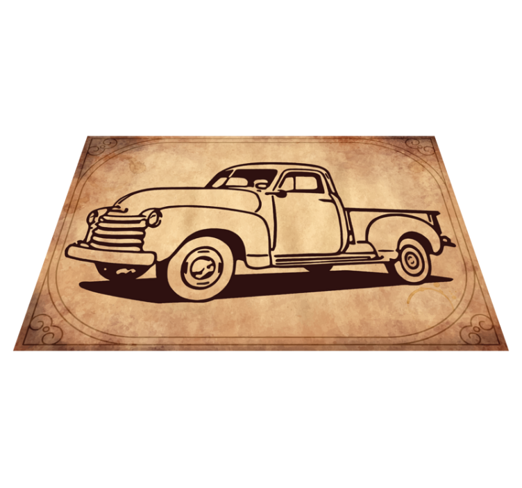 Classic truck silhouette vintage vinyl rug - TenStickers