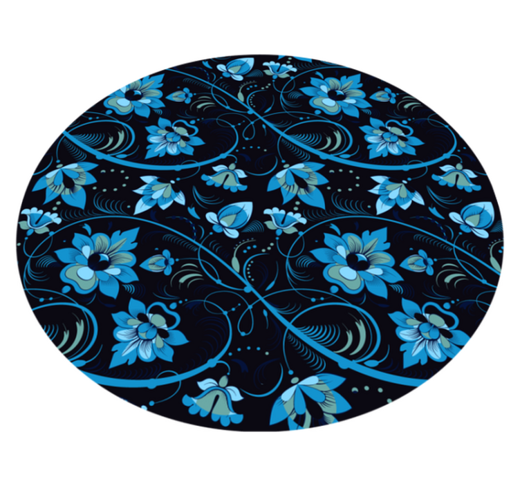 Flowery Blue Pattern flower vinyl rug - TenStickers