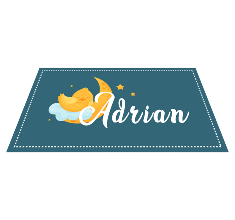 Sleeping duck with name vinyl rug - TenStickers