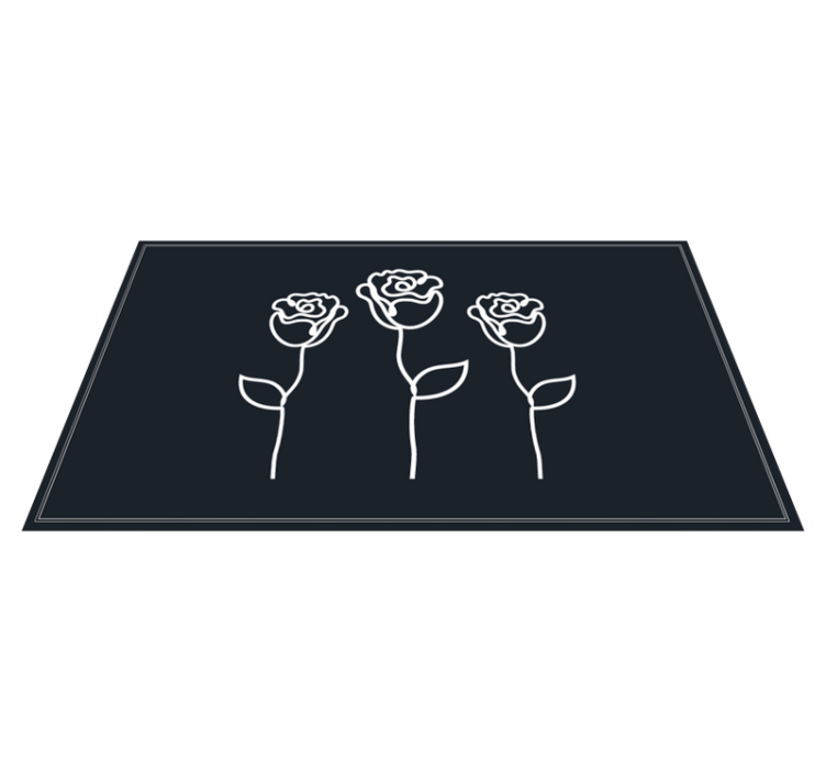 Botanical Sketch Representation flower vinyl rug - TenStickers