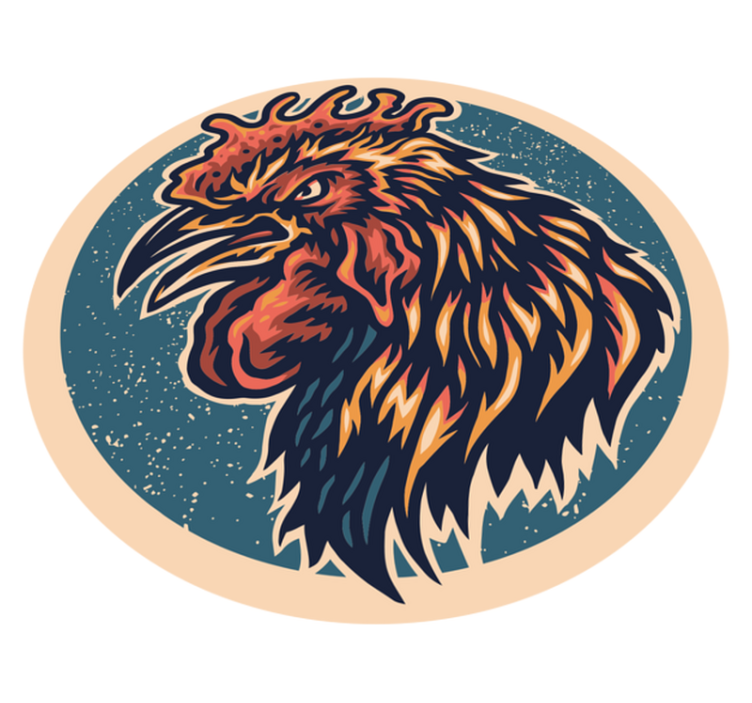 Rooster Head Illustration teenager vinyl rug - TenStickers