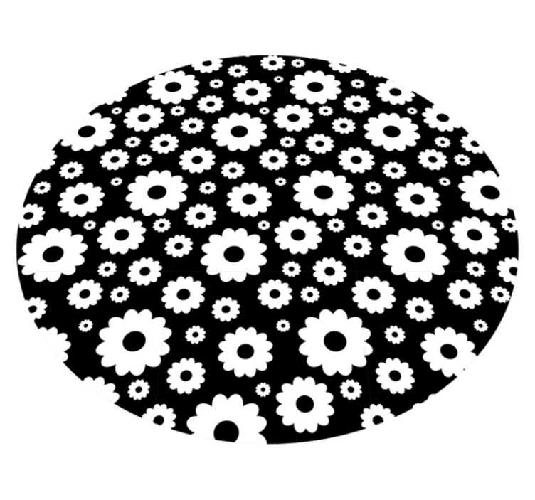 Flower vinyl rug with black floral design - TenStickers