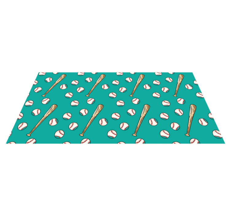 white baseball ball brown bat design vinyl  rug - TenStickers