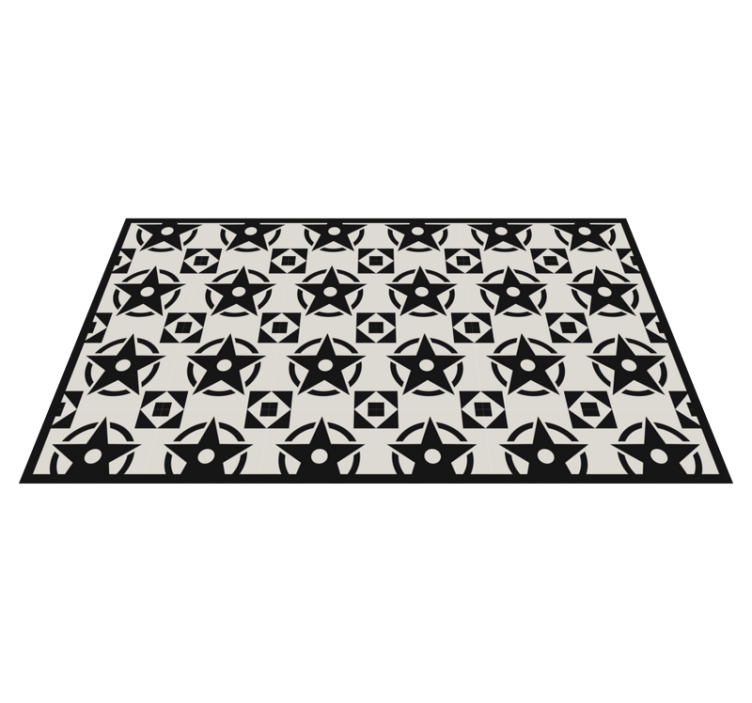 Black star pattern modern vinyl rug - TenStickers