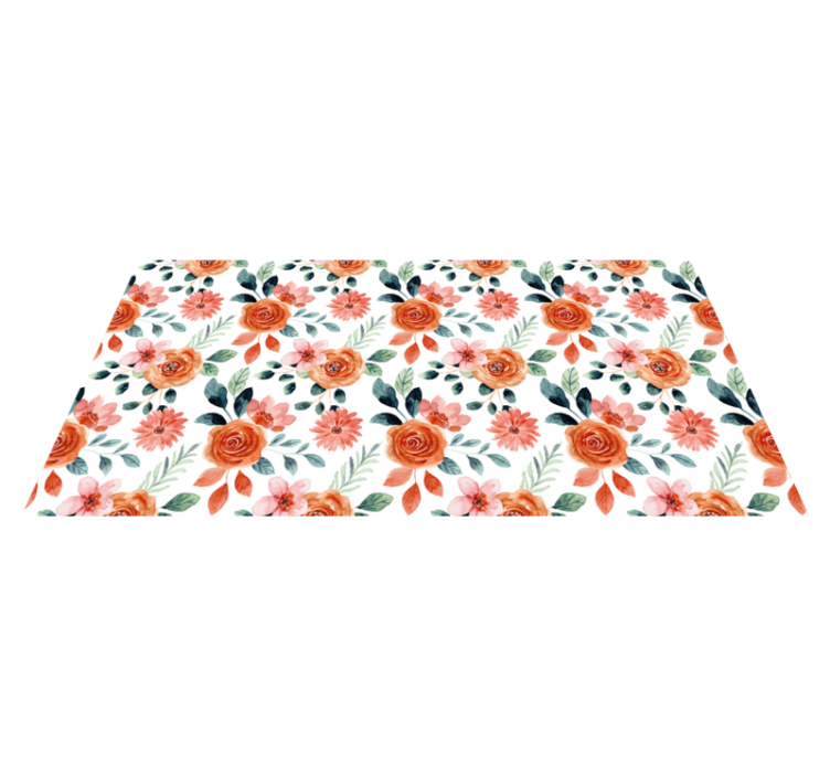 Delightful Botanical Motif flower vinyl rug - TenStickers