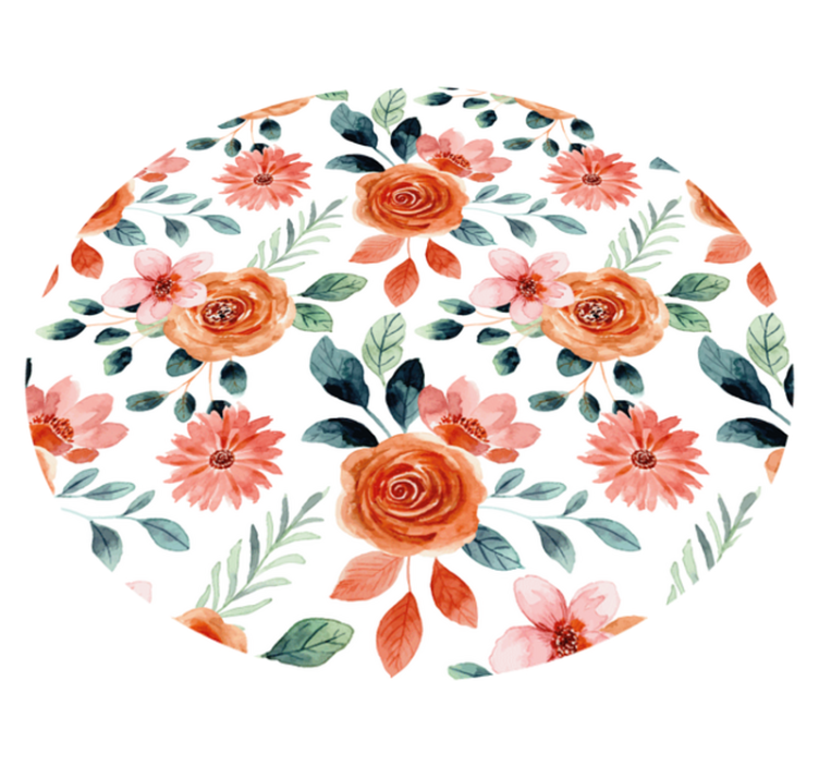 Floral Blossom Circle entrance hall vinyl rug - TenStickers