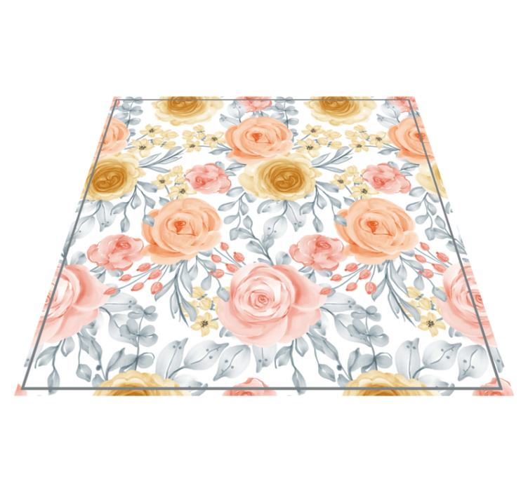 Flower vinyl rug in floral pink hues - TenStickers