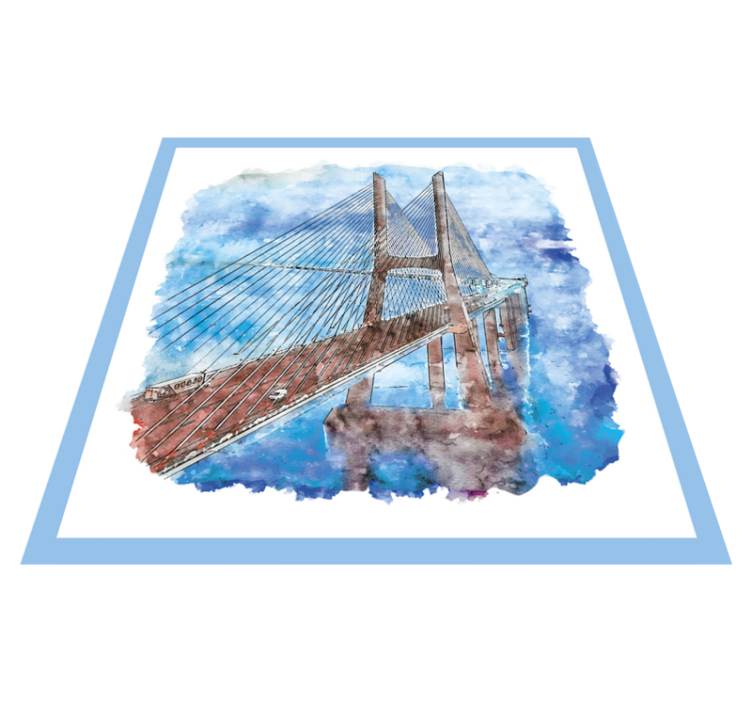 Bridge lisbon portugal watercolor vinyl rug - TenStickers
