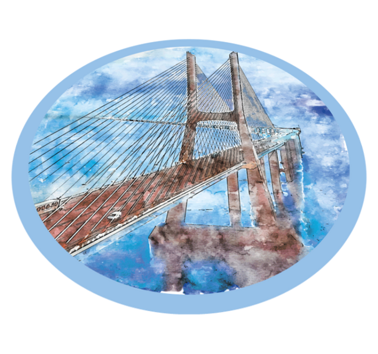 Bridges Over Water circular vinyl rug - TenStickers