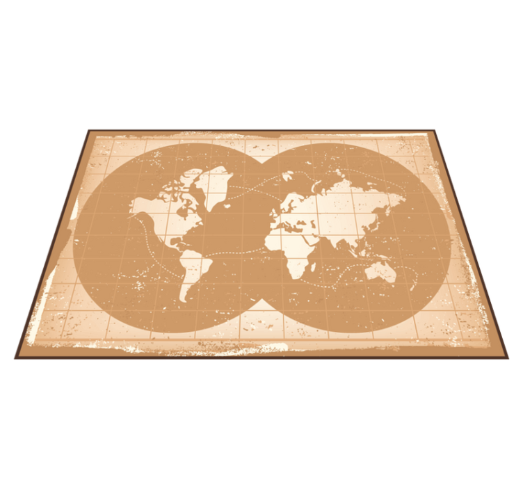 Old brown vintage world map rug - TenStickers