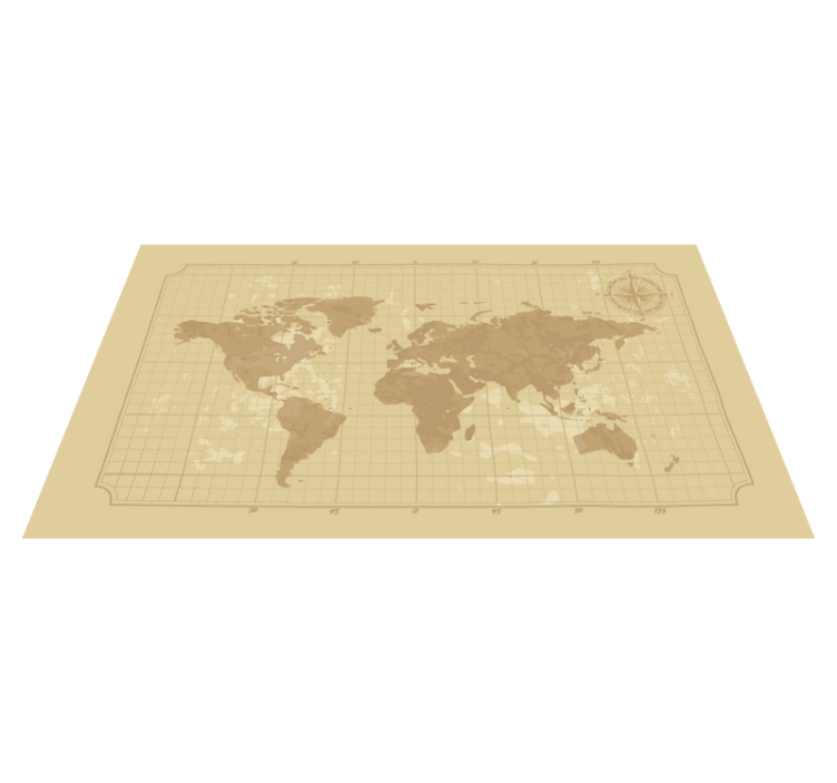 Vintage graphic map world map vinyl rug - TenStickers