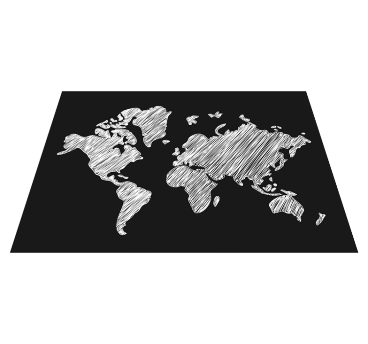 Chalk drawing on a black background map rug - TenStickers