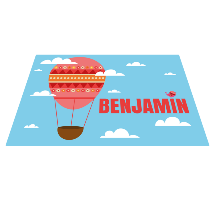 Red air balloon with name vinyl rug - TenStickers