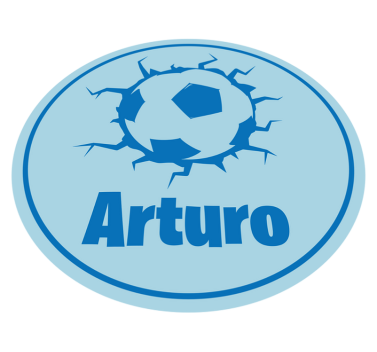 Beaking football ball with name vinyl rug - TenStickers