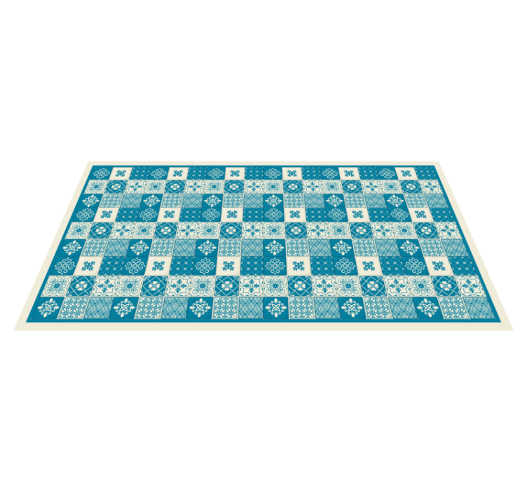 Patterned blue  mosaic tile vinyl rug Patterned blue  mosaic tile vinyl rug - TenStickers