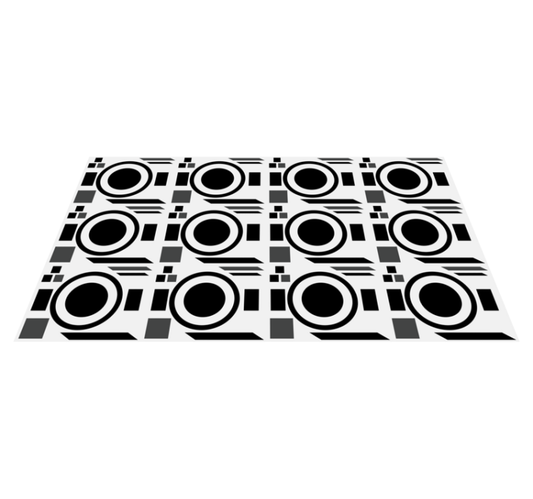Crisp Black Circles geometric vinyl rug - TenStickers