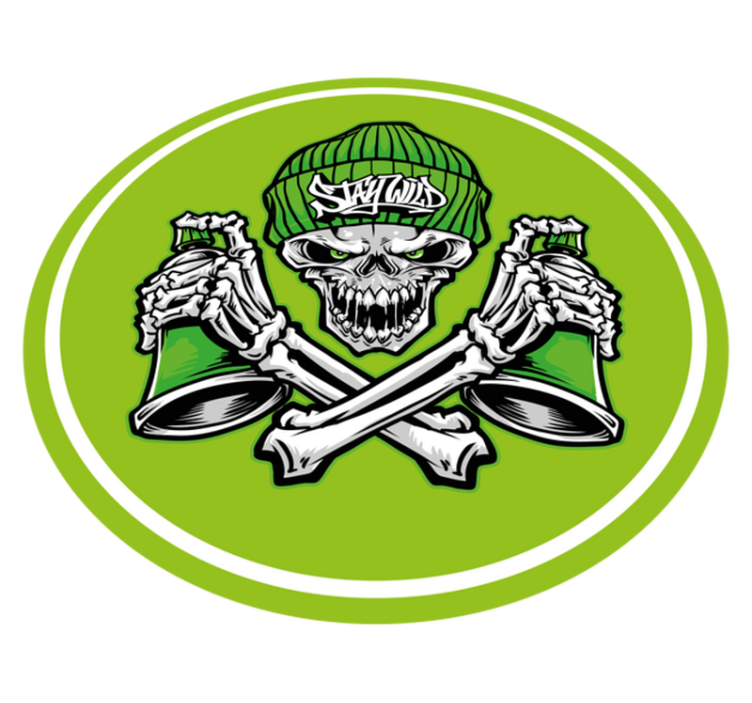 Skull And Drinks circular vinyl rug - TenStickers