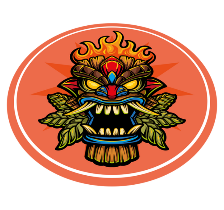 Tiki Mask teenager vinyl rug - TenStickers