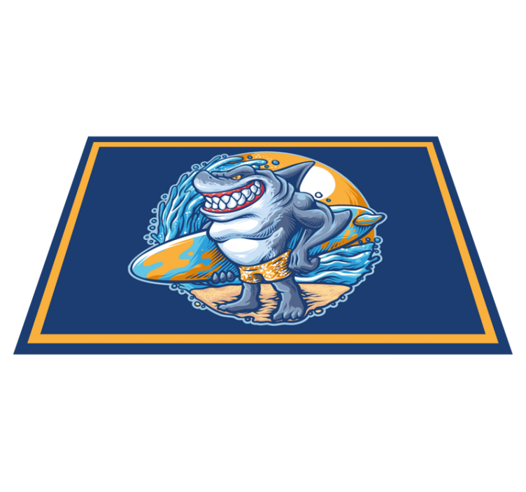 Cheerful Shark Character teenager vinyl rug - TenStickers