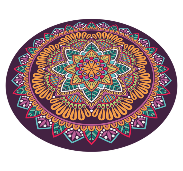Abstract mandala flower shape mandala vinyl rug - TenStickers