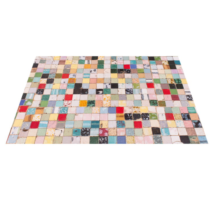 Old Colorful Tiles bathroom vinyl rug - TenStickers