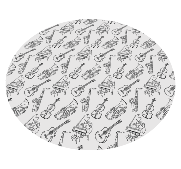 Musical Instruments Motif circular vinyl rug - TenStickers