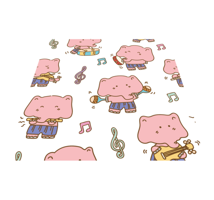 Musical Elephants Theme vinyl rug - TenStickers