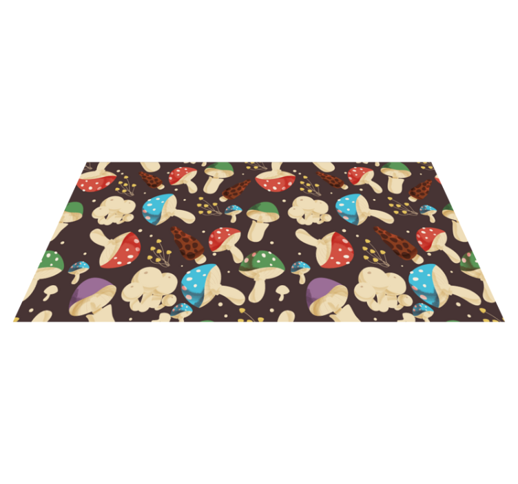 Vibrant Mushroom Motifs flower vinyl rug - TenStickers