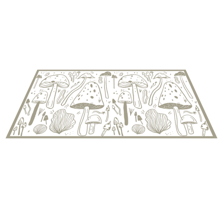 Mushroom sketches flower vinyl rug - TenStickers
