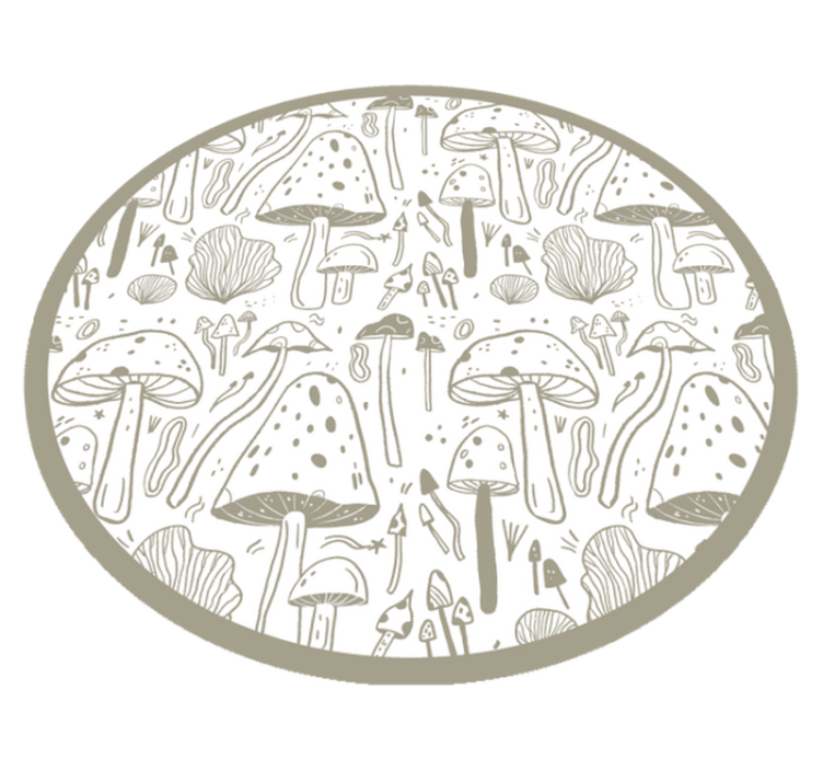 Beige mushrooms pattern circular rug - TenStickers