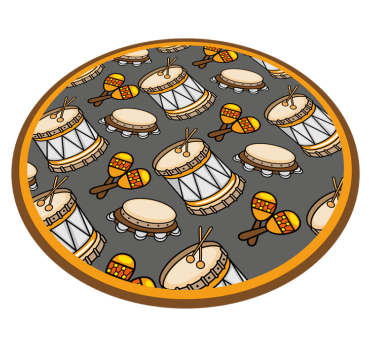 Musical instrument drum icons circular rug - TenStickers